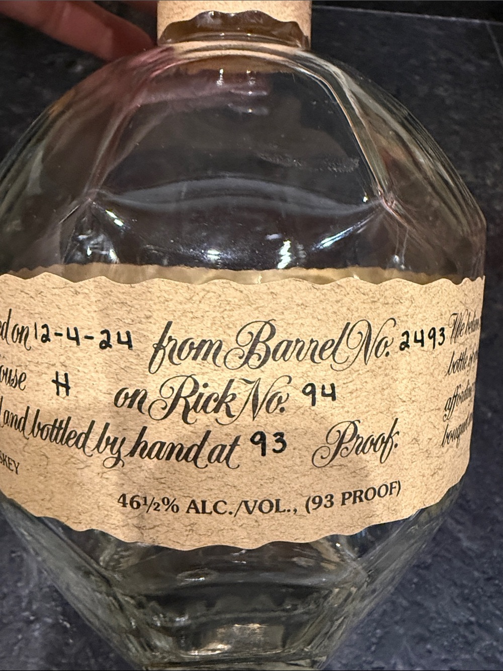 Blanton’s Handwritten-Style Glass Bottle with Kraft Paper Label empty bottle